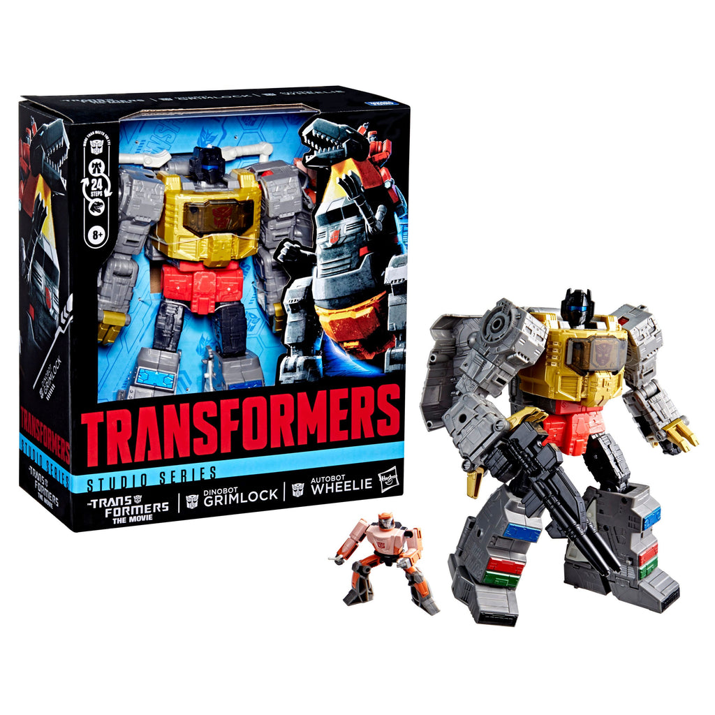 Dinobot Grimlock & Autobot Wheelie - The Transformers: The Movie Studio Series Leader Class Actionfigur 22 cm