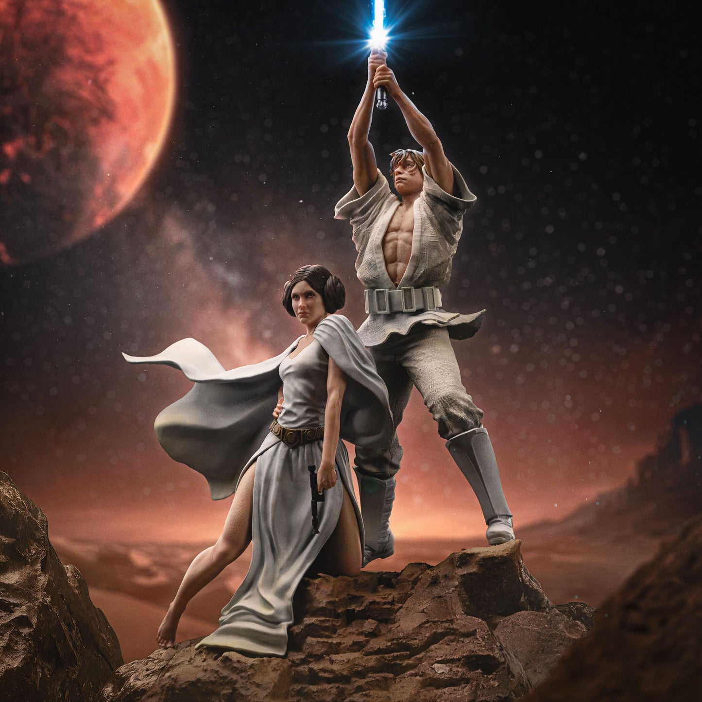VORBESTELLUNG - Star Wars Deluxe Art Scale Statue 1/10 Luke and Leia 41 cm