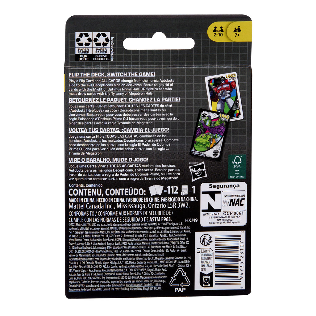 Transformers UNO Flip! Kartenspiel