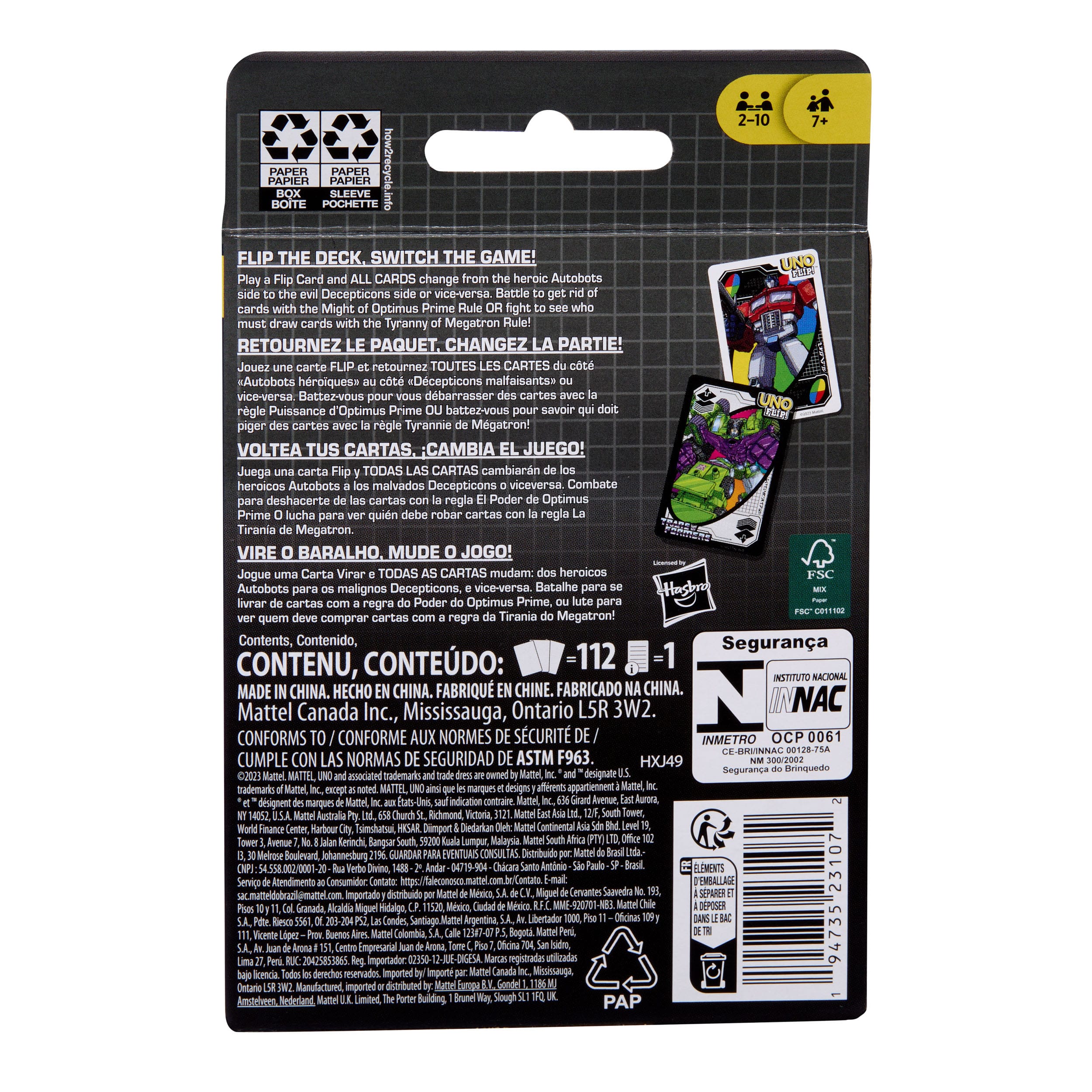 Transformers UNO Flip! Kartenspiel