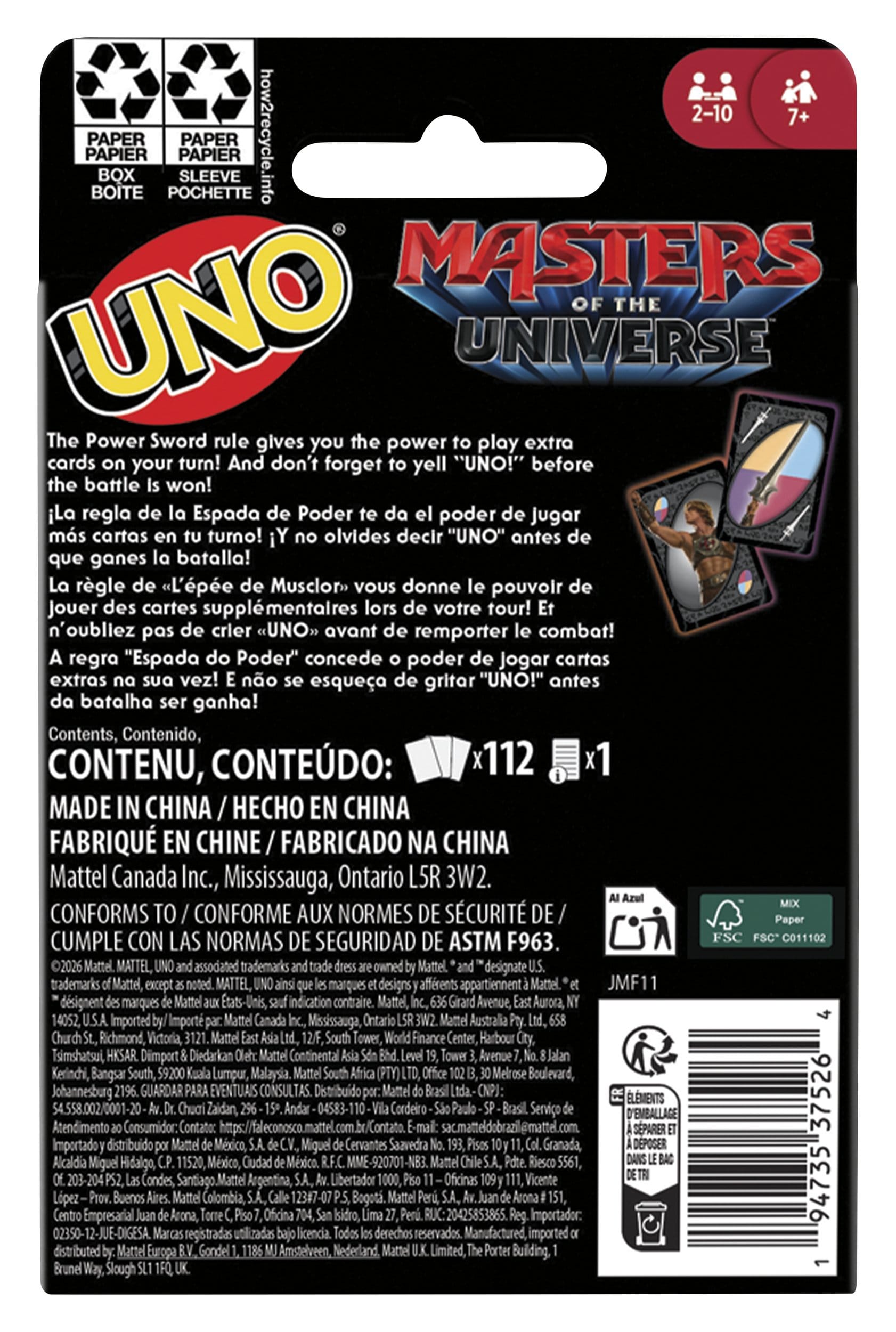 Masters of the Universe 2026 Movie UNO Kartenspiel