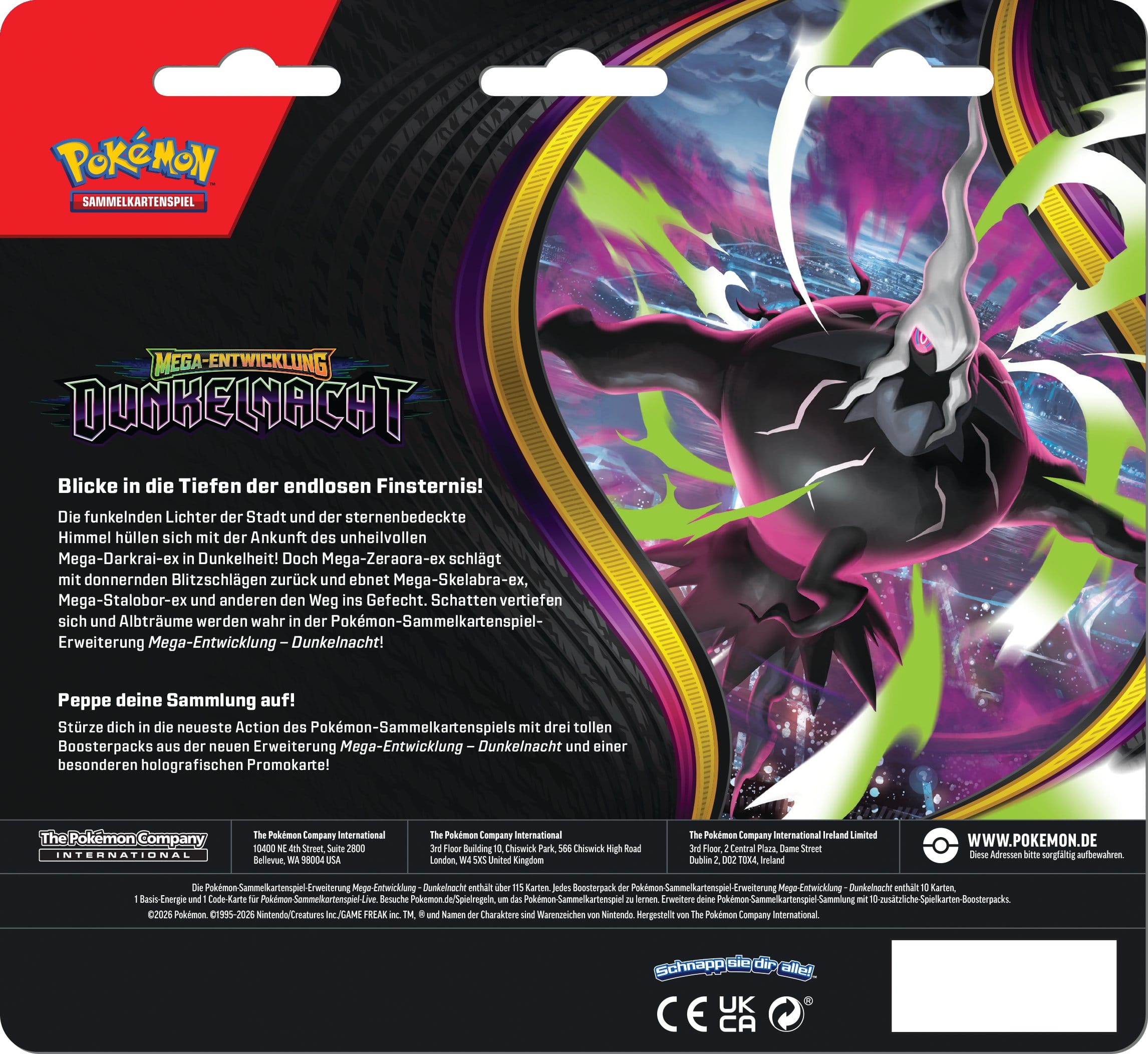 Pokemon TCG - Mega-Entwicklung – Dunkelnacht 3er-Pack Blister - Deutsche Version 🇩🇪