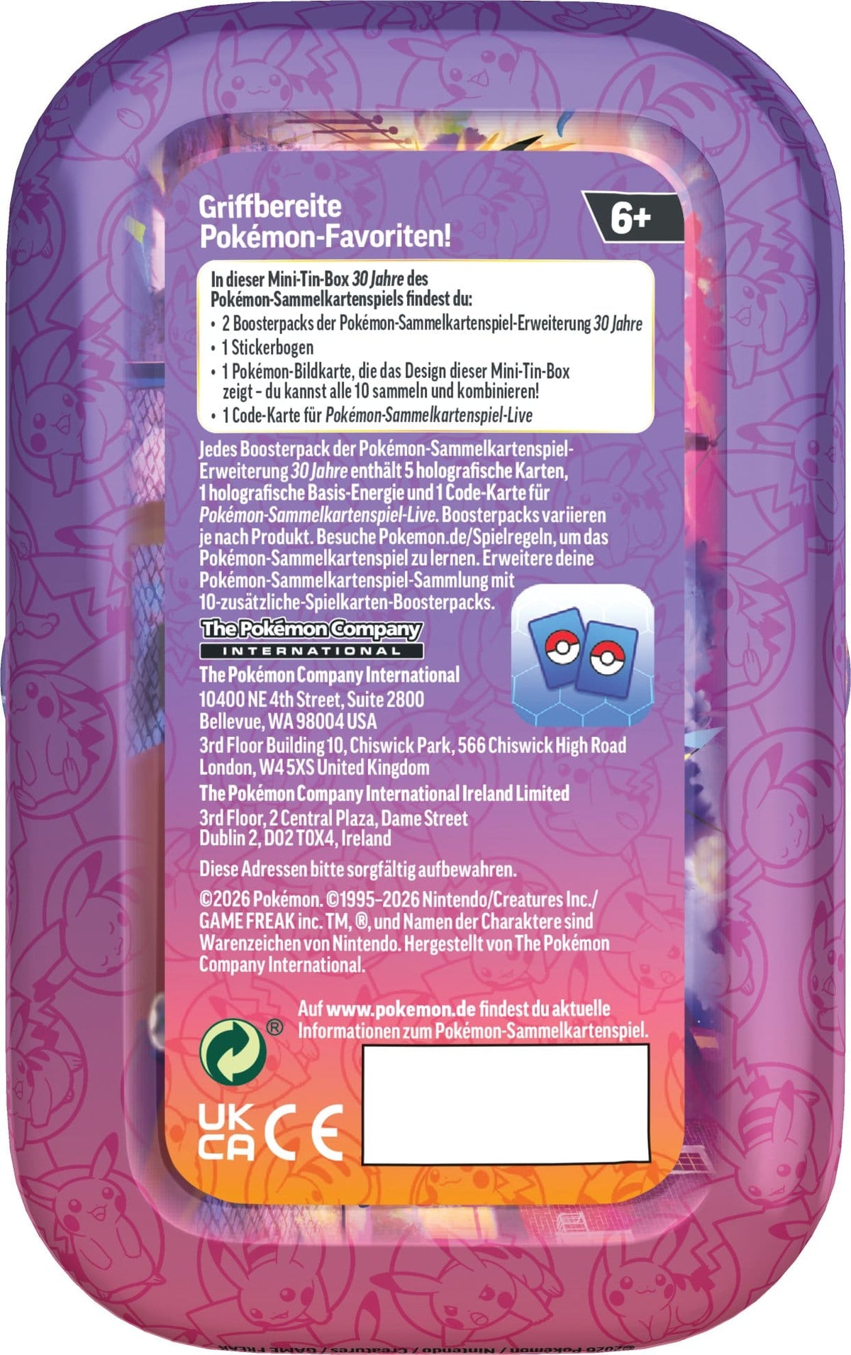 Pokemon TCG Mini-Tin 30 Jahre  *Deutsche Version* 🇩🇪
