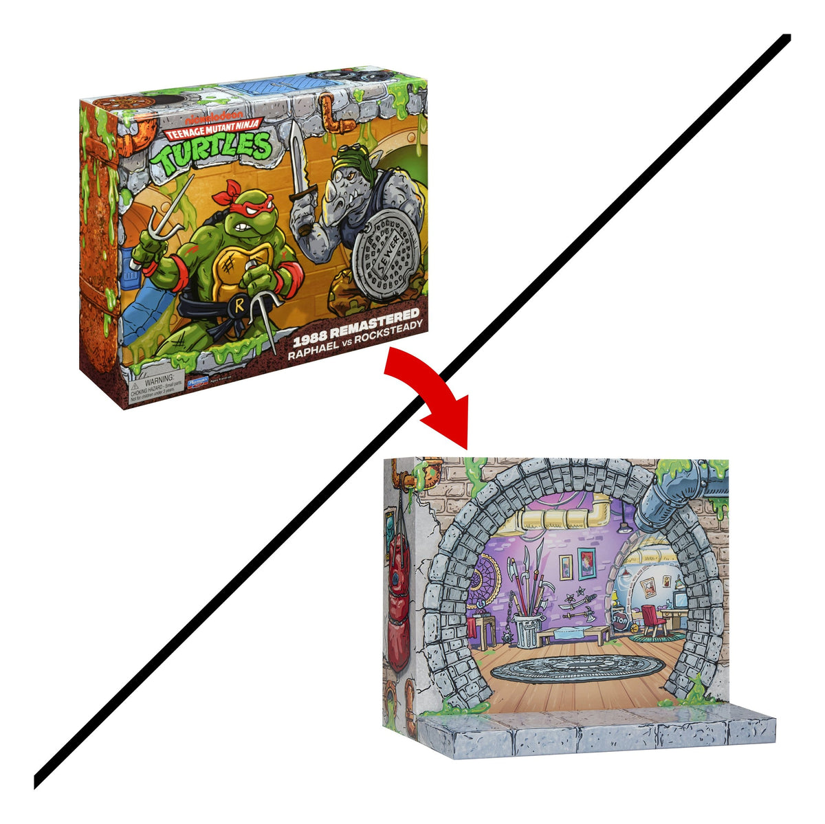 Teenage Mutant Ninja Turtles: Remastered Actionfiguren Raphael vs. Rocksteady