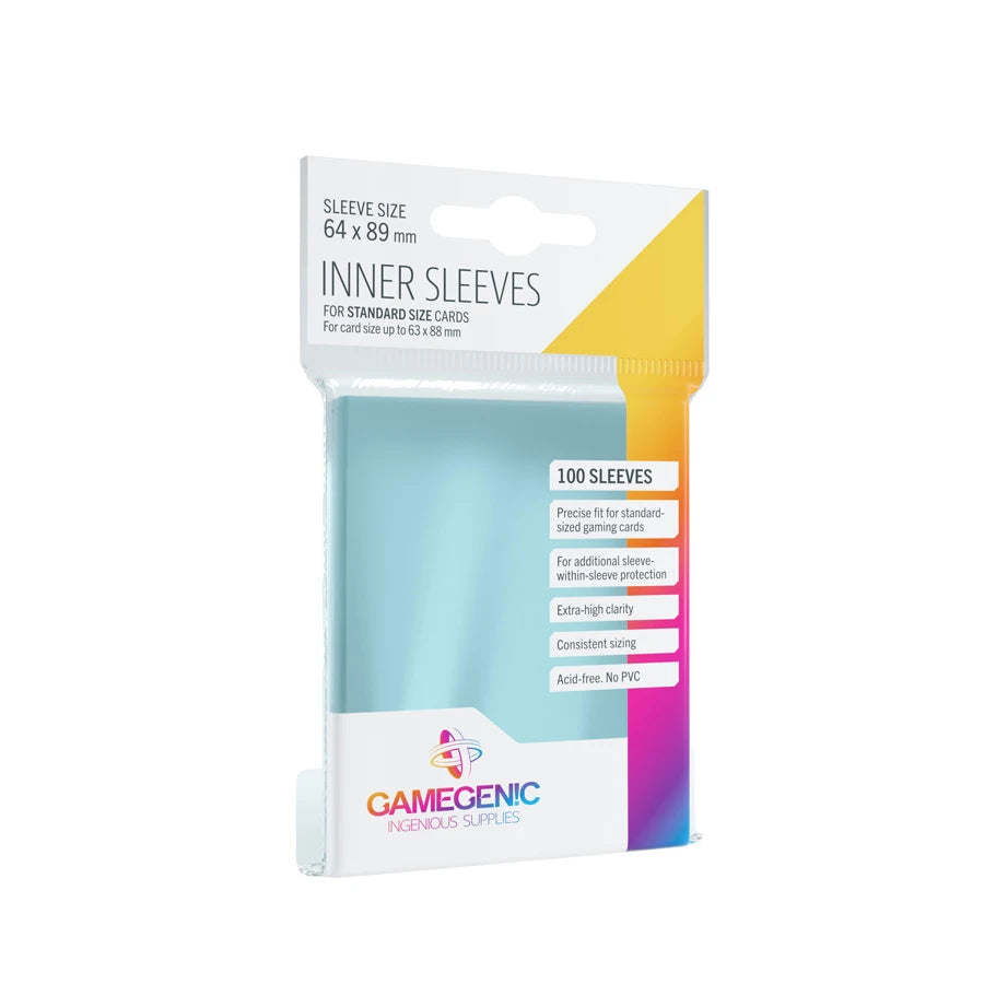 Gamegenic Inner Sleeves 64x89 mm – 100 Standard Size Card Sleeves – Squaretastix