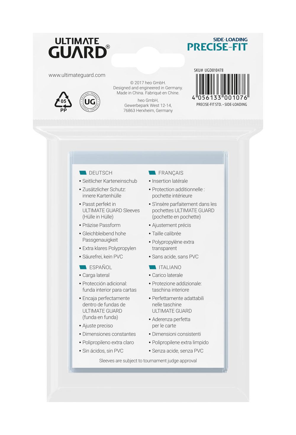 Ultimate Guard Precise-Fit Sleeves Side-Loading Standard Size Clear (100)